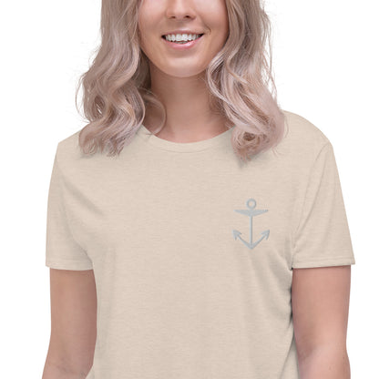 Anchor Embroidered Crop Tee