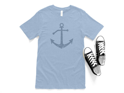 light blue Nautical distressed anchor soft style t-shirt