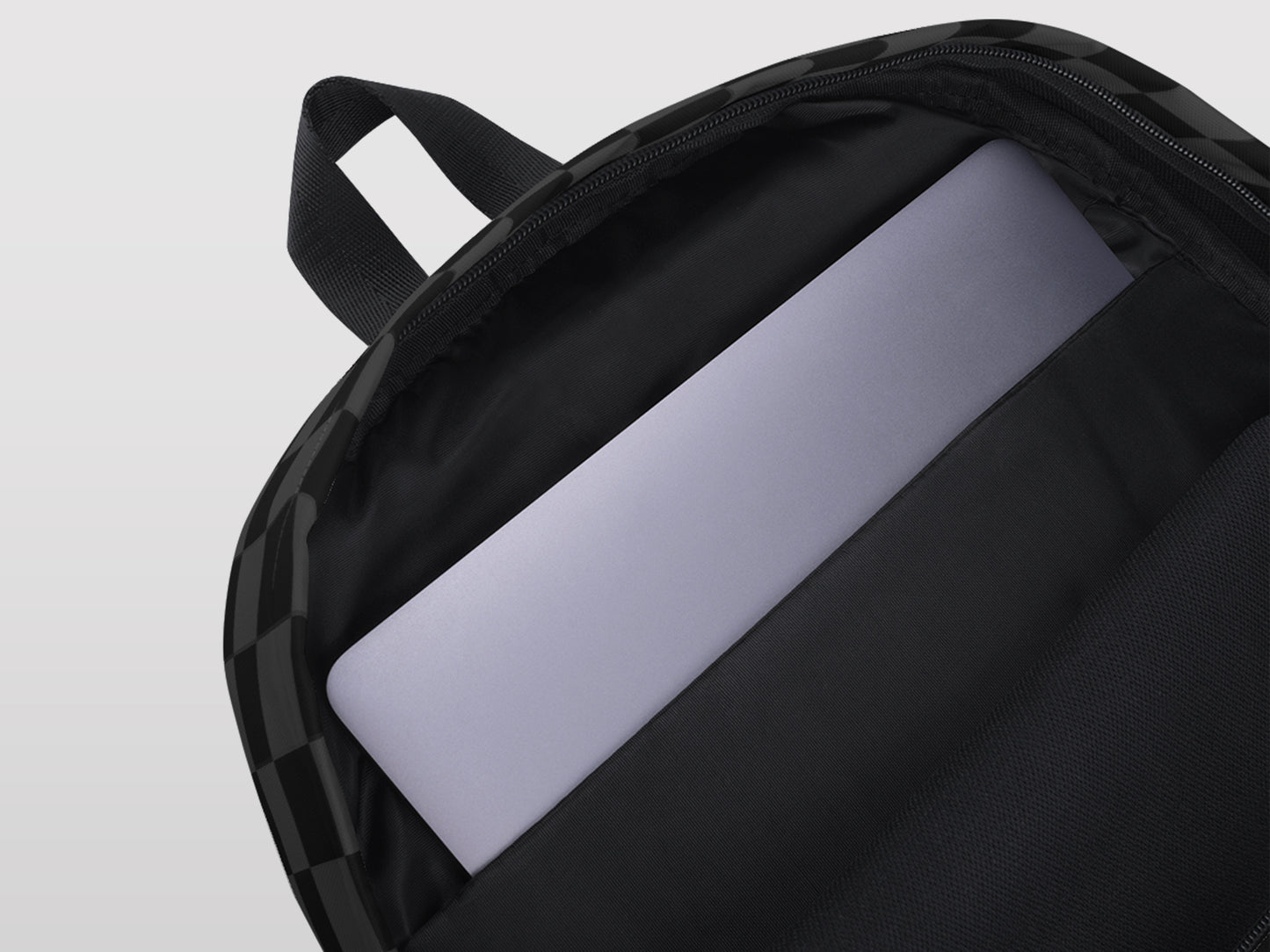 Black Tonal Checkered Backpack