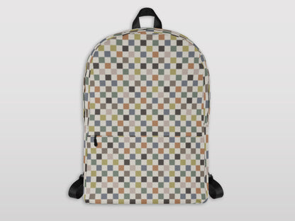 Earth Tone Checkered Backpack
