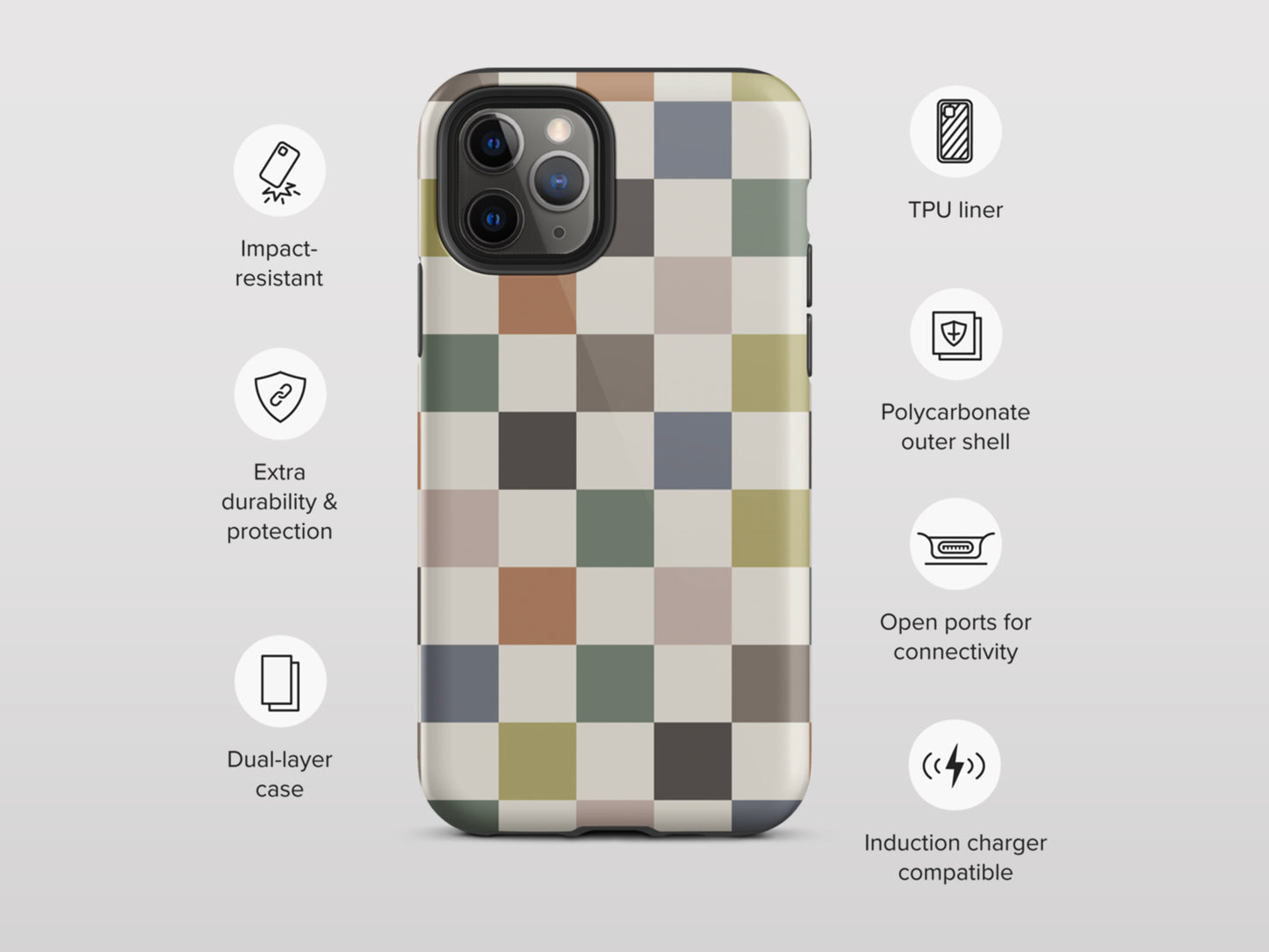 Earth Tone Checkered iPhone Case