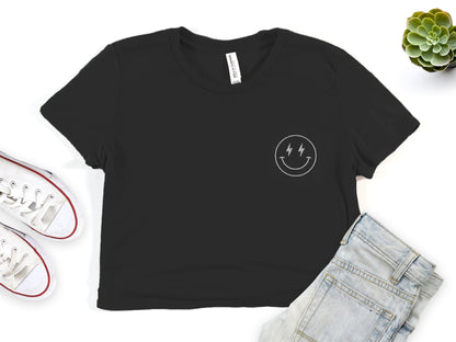 Embroidered Smiley Cropped Tee