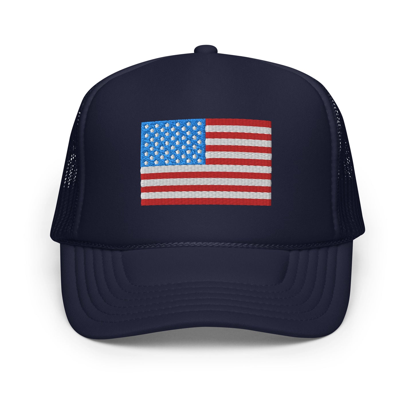 American Flag Embroidered Trucker Hat