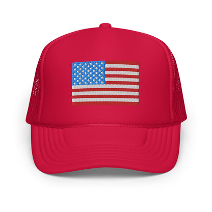 American Flag Embroidered Trucker Hat